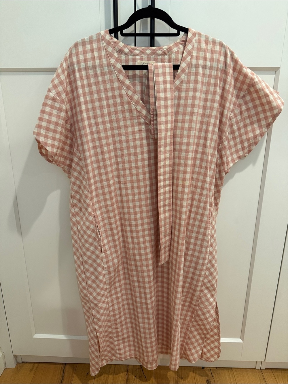 Pehr Gingham Midi Dress/Caftan in Blush Pink